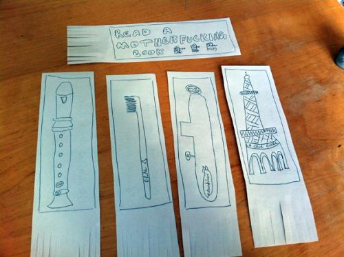 Hand drawn paper bookmarks