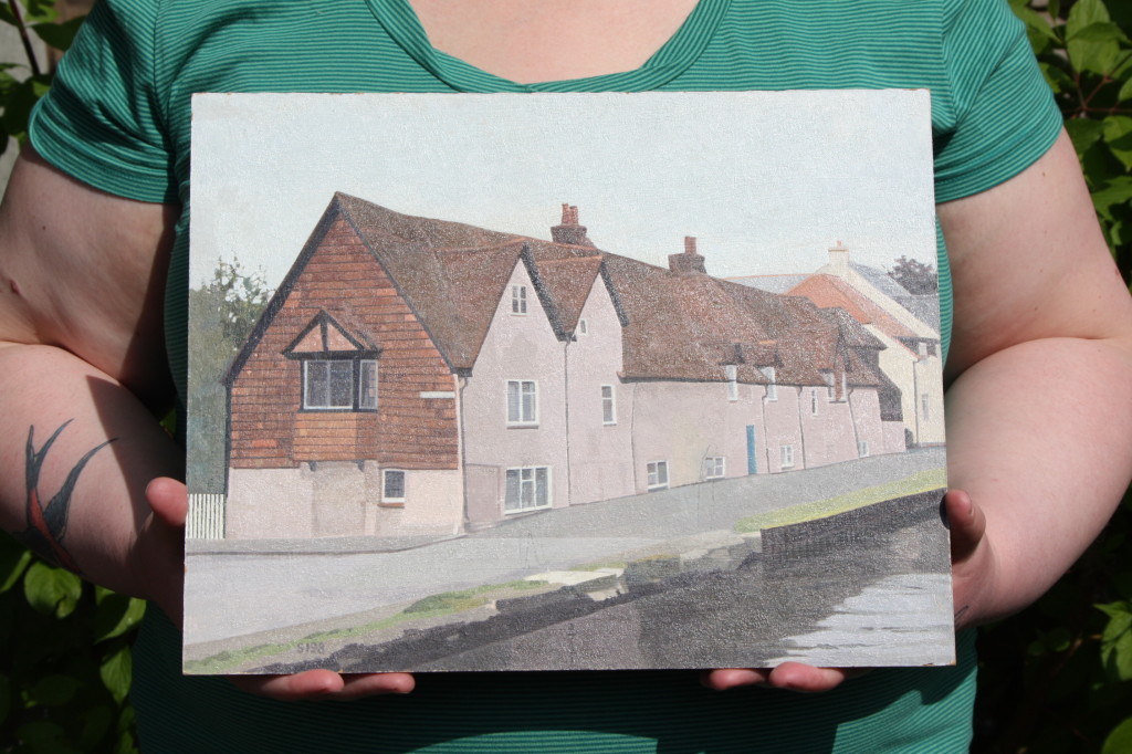 House and canal, a painting by Stewart Irwin