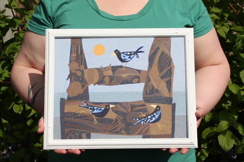 Three birds, a painting by Stewart Irwin
