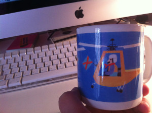 A mug with a design by Stewart Irwin