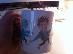 A mug with a design by Stewart Irwin