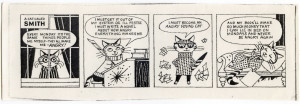A black and white comic strip by Stewart Irwin
