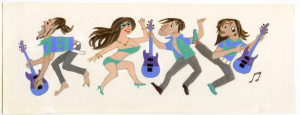 Small comic painting by Stewart Irwin